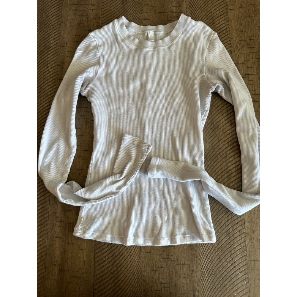 SKIMS Cotton Rib Long Sleeve T-Shirt - Bone - Size XS